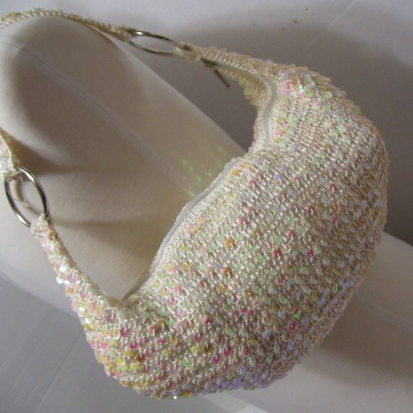 Apt. 9 Fashion Handbag White with AB Sequins Sak Hobo NWOT - Picture 2 of 4